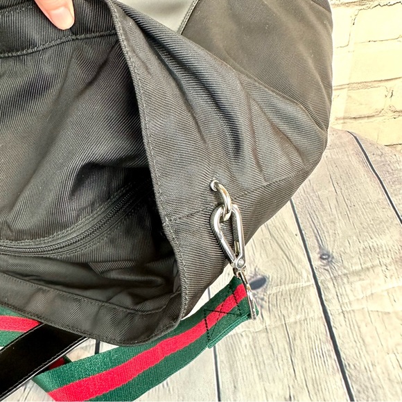 GUCCI black leather and nylon travel over-night crossbody bag LIKE NEW - Picture 11 of 16